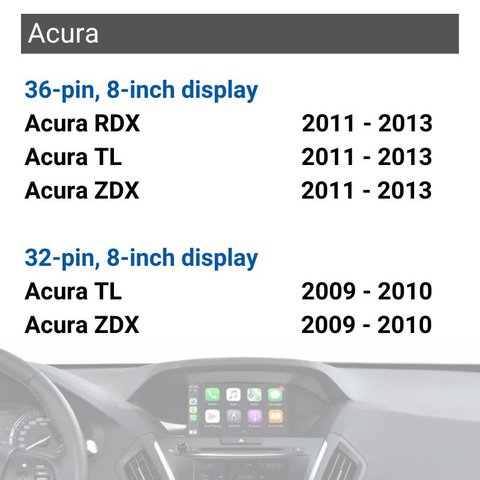 CarPlay for Acura RDX / TL / ZDX (single-screen models, 8") Preview 1