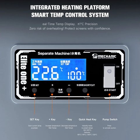 Dispositivo para despegar el módulo de pantalla Mechanic Elite One Plus, sirve para las pantallas de hasta 7", con bomba de vacío Vista previa  4