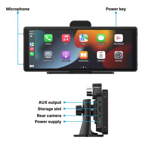 Універсальний монітор на 10.26 дюймів з безпровідним CarPlay Прев'ю 3