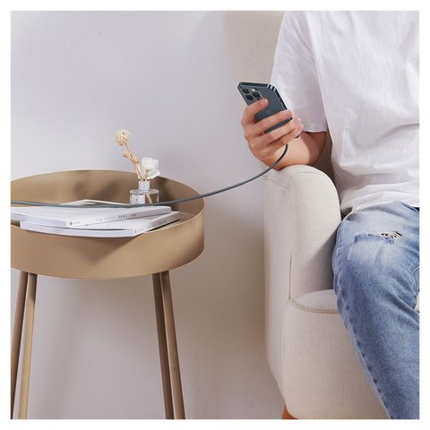 USB кабель Baseus Dynamic Series, USB тип-C, Lightning, 100 см, 20 Вт, серый, в нейлоновой оплетке, #CALD000016 Превью 1