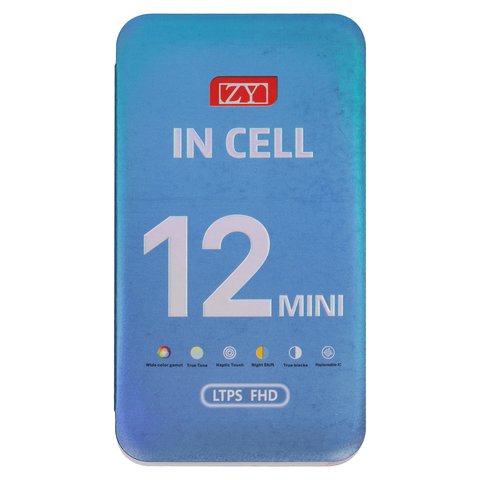 Дисплей для iPhone 12 mini, чорний, з рамкою, Copy, (TFT), ZY, LTPS Прев'ю 1