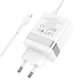 Мережевий зарядний пристрій Hoco N21 Pro, 30 Вт, Power Delivery (PD), білий, з кабелем USB тип-C до Lightning для Apple, 3 порта, #6931474778796 Прев'ю 4
